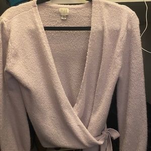 Cross tie plunge sweater